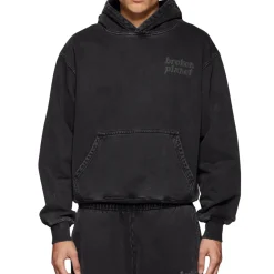 Broken Planet Market Broken Planet Basics Washed Midnight Black Hoodie< Sweatshirts & Hoodies