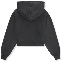 Broken Planet Market Broken Planet Basics Washed Soot Black Cropped Zip-Up Hoodie< Sweatshirts & Hoodies