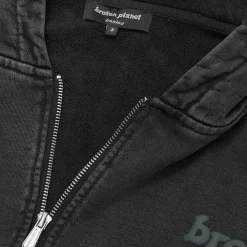 Broken Planet Market Broken Planet Basics Washed Soot Black Cropped Zip-Up Hoodie< Sweatshirts & Hoodies
