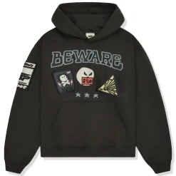 Broken Planet Market Broken Planet Beware Black Hoodie< Sweatshirts & Hoodies