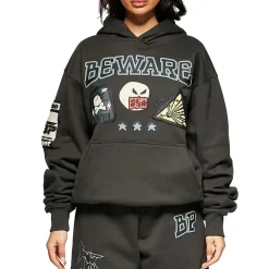 Broken Planet Market Broken Planet Beware Black Hoodie< Sweatshirts & Hoodies