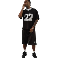 Broken Planet Market Broken Planet Black Silver Football Jersey< T-shirts