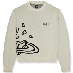 Broken Planet Market Broken Planet Bone White Planet Knit Sweatshirt< Sweatshirts & Hoodies