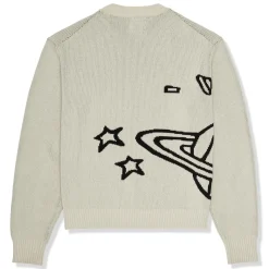 Broken Planet Market Broken Planet Bone White Planet Knit Sweatshirt< Sweatshirts & Hoodies