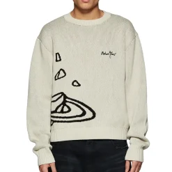 Broken Planet Market Broken Planet Bone White Planet Knit Sweatshirt< Sweatshirts & Hoodies