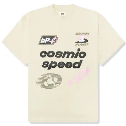Broken Planet Market Broken Planet Cosmic Speed Bone White T Shirt< T-shirts