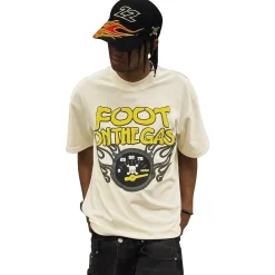 Broken Planet Market Broken Planet Foot On The Gas Vanilla White T Shirt< T-shirts