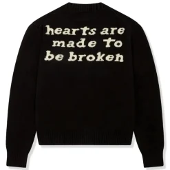 Broken Planet Market Broken Planet Hearts Are Made To Be Broken Midnight Black Knit Sweatshirt< Sweatshirts & Hoodies