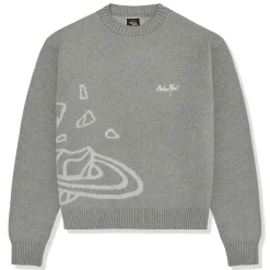 Broken Planet Market Broken Planet Heather Grey Planet Knit Sweatshirt< Sweatshirts & Hoodies
