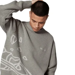 Broken Planet Market Broken Planet Heather Grey Planet Knit Sweatshirt< Sweatshirts & Hoodies