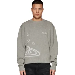 Broken Planet Market Broken Planet Heather Grey Planet Knit Sweatshirt< Sweatshirts & Hoodies