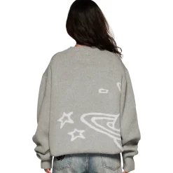 Broken Planet Market Broken Planet Heather Grey Planet Knit Sweatshirt< Sweatshirts & Hoodies