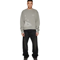 Broken Planet Market Broken Planet Heather Grey Planet Knit Sweatshirt< Sweatshirts & Hoodies