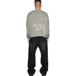 Broken Planet Market Broken Planet Heather Grey Planet Knit Sweatshirt< Sweatshirts & Hoodies