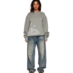 Broken Planet Market Broken Planet Heather Grey Planet Knit Sweatshirt< Sweatshirts & Hoodies
