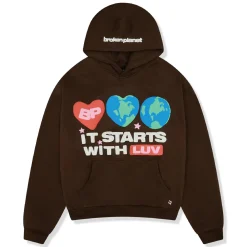 Broken Planet Market Broken Planet It Starts With Luv Mocha Brown Hoodie< Sweatshirts & Hoodies