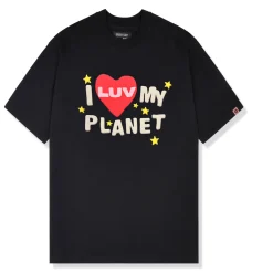 Broken Planet Market Broken Planet Luv My Planet Midnight Black T Shirt< T-shirts
