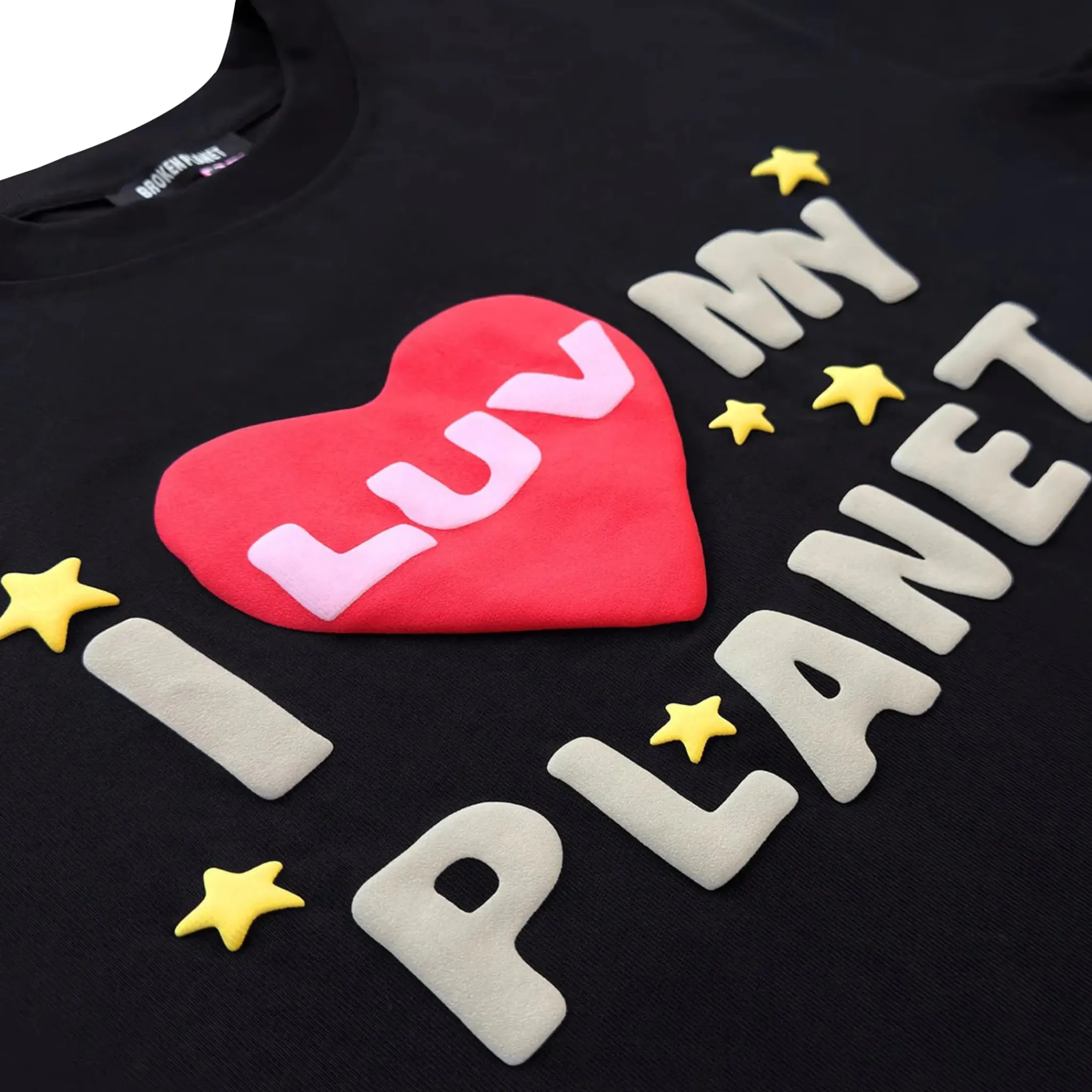 Broken Planet Market Broken Planet Luv My Planet Midnight Black T Shirt< T-shirts