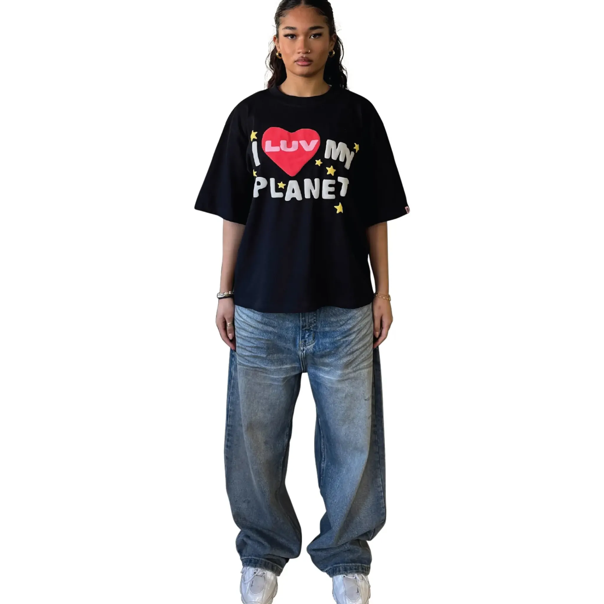 Broken Planet Market Broken Planet Luv My Planet Midnight Black T Shirt< T-shirts