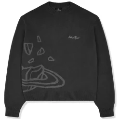 Broken Planet Market Broken Planet Midnight Black Planet Knit Sweatshirt< Sweatshirts & Hoodies