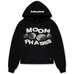 Broken Planet Market Broken Planet Midnight Black Moon Phases Hoodie< Sweatshirts & Hoodies
