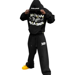 Broken Planet Market Broken Planet Midnight Black Moon Phases Hoodie< Sweatshirts & Hoodies