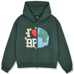 Broken Planet Market Broken Planet My Planet Emerald Green Zip-Up Hoodie< Sweatshirts & Hoodies