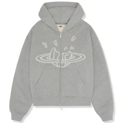 Broken Planet Market Broken Planet Outer Space Zip-Up Heather Grey Hoodie< Sweatshirts & Hoodies