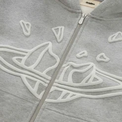 Broken Planet Market Broken Planet Outer Space Zip-Up Heather Grey Hoodie< Sweatshirts & Hoodies