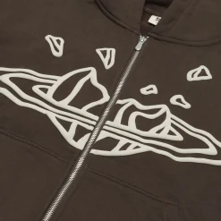 Broken Planet Market Broken Planet Outer Space Dark Brown Zip-Up Hoodie< Sweatshirts & Hoodies