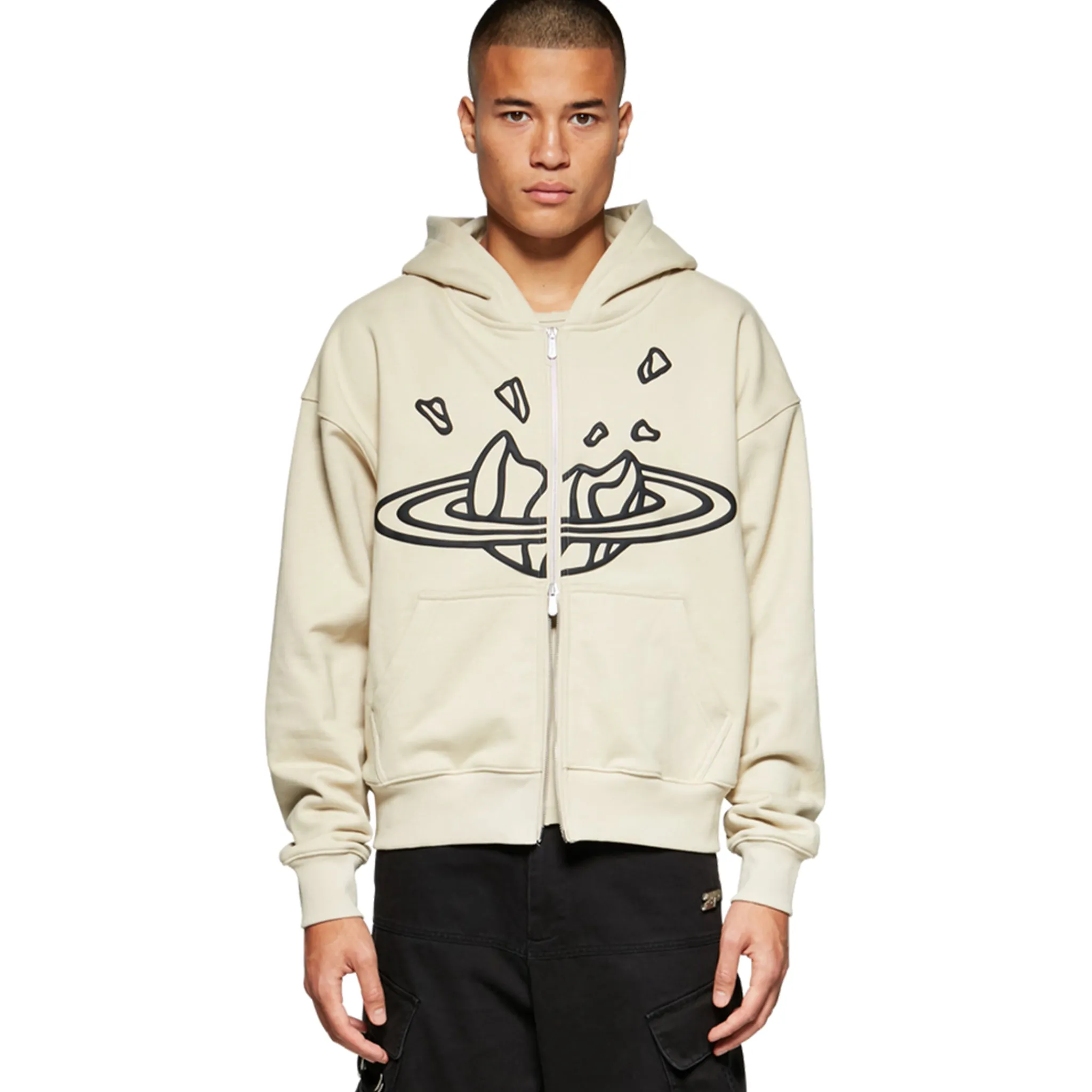 Broken Planet Market Broken Planet Outer Space Bone White Zip-Up Hoodie< Sweatshirts & Hoodies