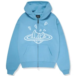 Broken Planet Market Broken Planet Outer Space Zip-Up Light Blue Hoodie< Sweatshirts & Hoodies