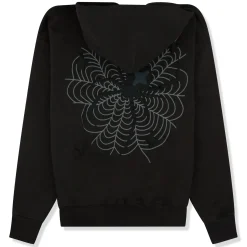 Broken Planet Market Broken Planet Spider Web Zip-Up Soot Black Hoodie< Sweatshirts & Hoodies