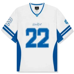 Broken Planet Market Broken Planet White Blue Football Jersey< T-shirts