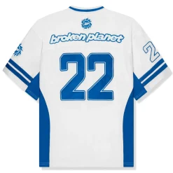Broken Planet Market Broken Planet White Blue Football Jersey< T-shirts