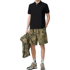 Burberry Eddie Logo Pique Cotton Black Polo Shirt< Polo Shirts