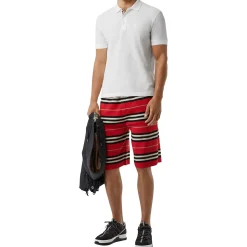 Burberry Eddie Logo Pique Cotton White Polo Shirt< Polo Shirts