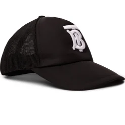 Burberry Embroidered Mesh Trucker TB Black Cap< Hats & Caps