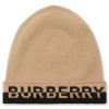 Burberry Logo Intarsia Cashmere Beige Black Beanie< Hats & Caps