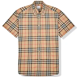 Burberry Short Sleeve Poplin Check Shirt< Shirts