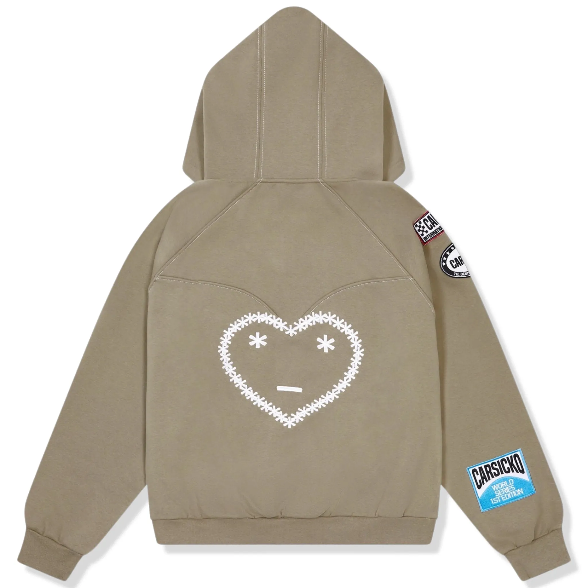 Carsicko Racing Club Zip-Up Cream Hoodie< Sweatshirts & Hoodies