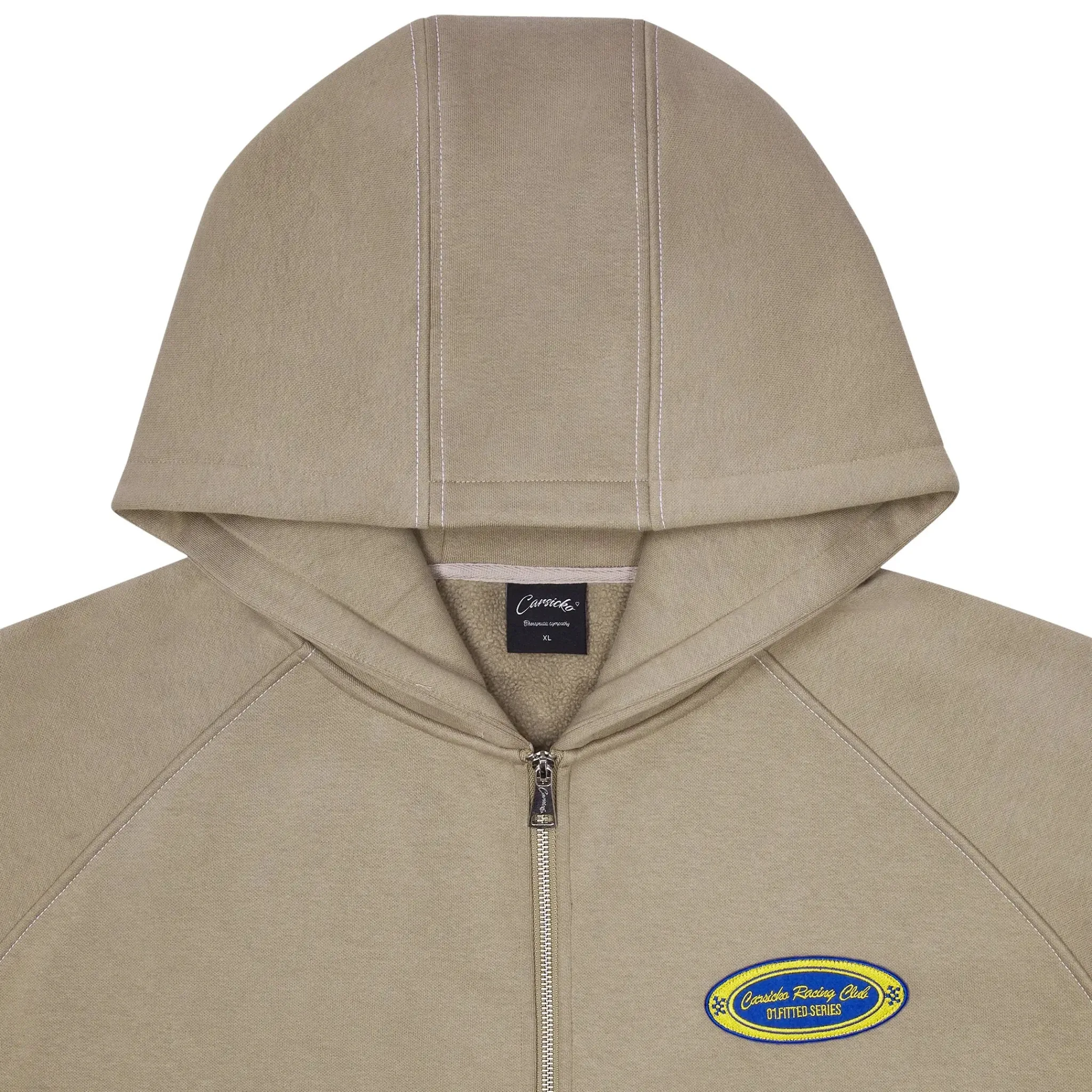 Carsicko Racing Club Zip-Up Cream Hoodie< Sweatshirts & Hoodies