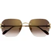 Cartier Eyewear CT0394S-002 C Decor Gold Brown Rimless Sunglasses< Sunglasses