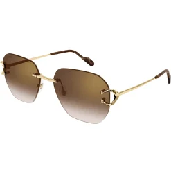 Cartier Eyewear CT0394S-002 C Decor Gold Brown Rimless Sunglasses< Sunglasses