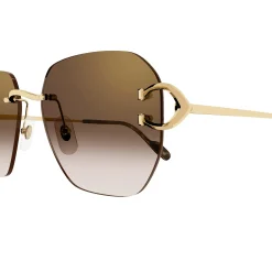 Cartier Eyewear CT0394S-002 C Decor Gold Brown Rimless Sunglasses< Sunglasses