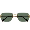 Cartier Eyewear CT0330S-005 C Decor Gold Green Rimless Sunglasses< Sunglasses