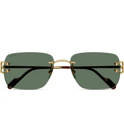 Cartier Eyewear CT0330S-005 C Decor Gold Green Rimless Sunglasses< Sunglasses