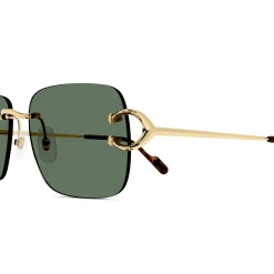 Cartier Eyewear CT0330S-005 C Decor Gold Green Rimless Sunglasses< Sunglasses