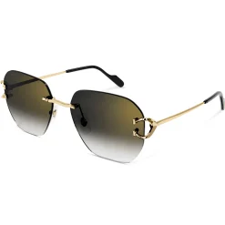 Cartier Eyewear CT0394S-001 C Decor Gold Grey Rimless Sunglasses< Sunglasses
