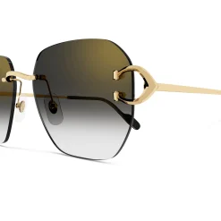 Cartier Eyewear CT0394S-001 C Decor Gold Grey Rimless Sunglasses< Sunglasses